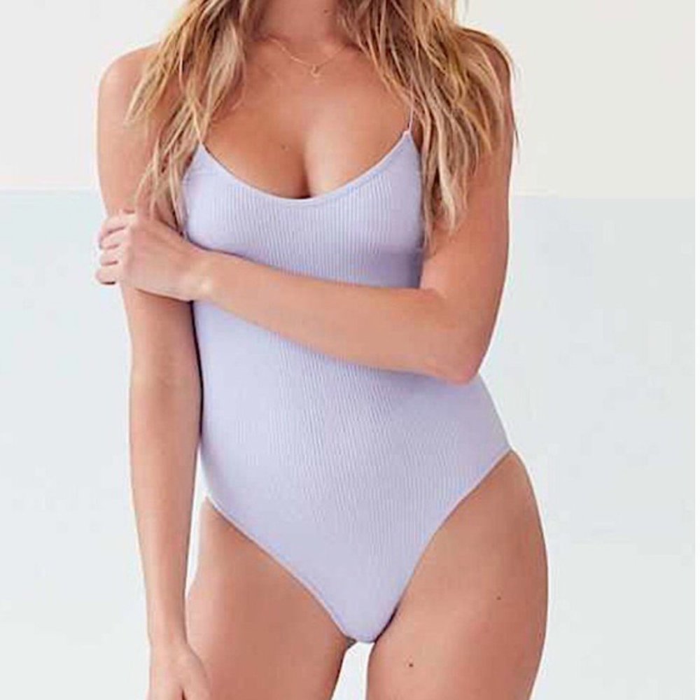 Urban Outfitters Lavender Ribbed Bungee Bodysuit